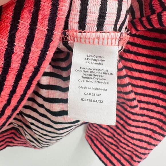 Talbots Size Large Petite LP Navy Blue & Pink Striped Cowl Neck Stretch Knit Top - Picture 6 of 8